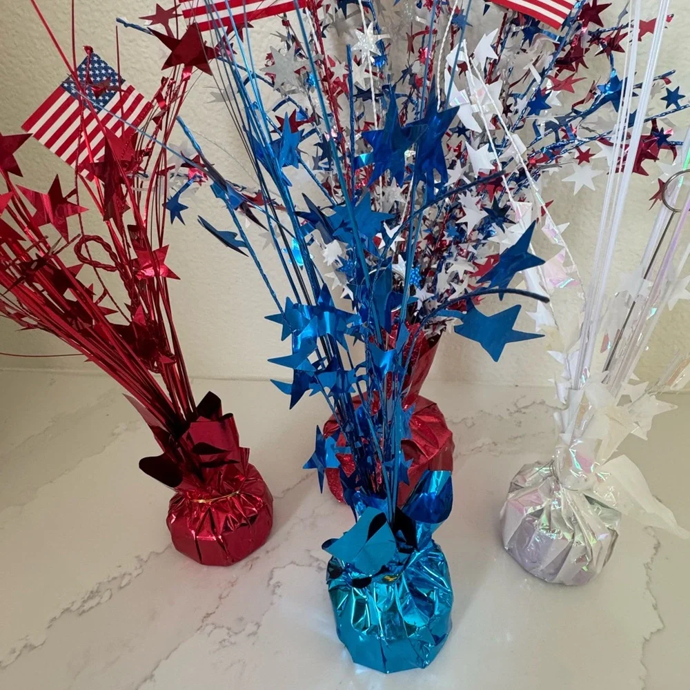 Party supplies. Patriotic Foil Spray Centerpiece/Balloon Weights